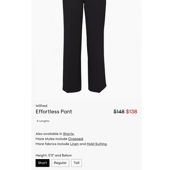 ❌SOLD❌Aritzia Wilfred effortless pants 00 short length - Picture 3 of 5